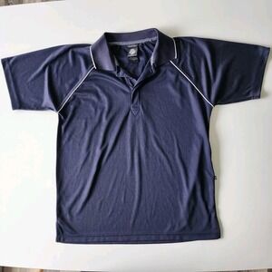 FERSTEN Polo Shirt‎ Mens Medium Navy 40" Chest Short Sleeve Waffle Golf Preppy